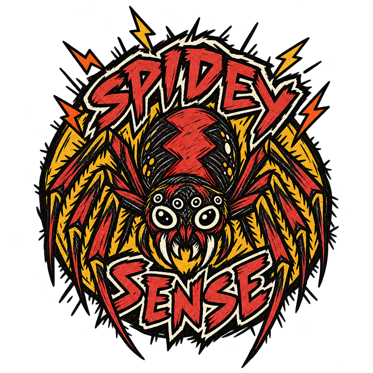 Spidey Sense hand-drawn spider emblem
